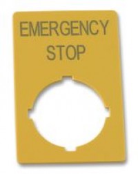 kilpi teksti englanninkielinen "EMERGENCY STOP"     